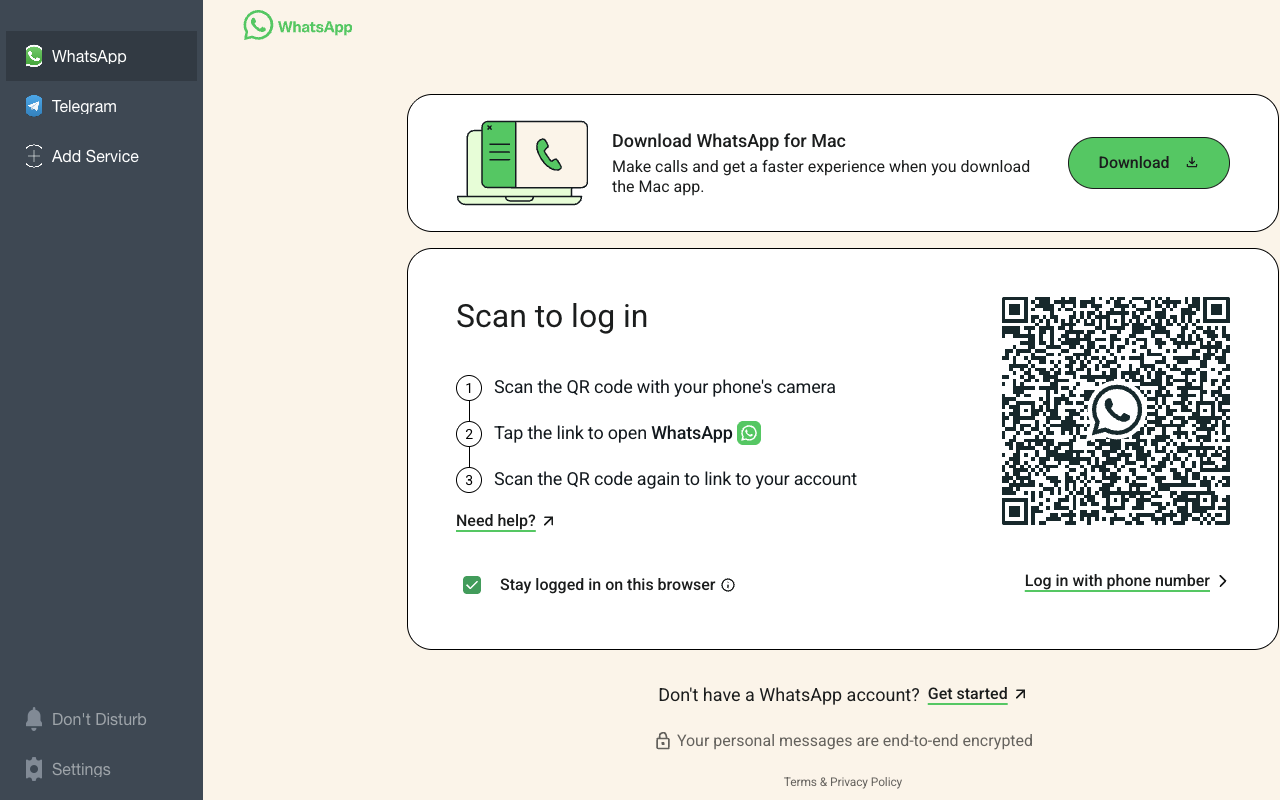 Octo with WhatsApp and Telegram open